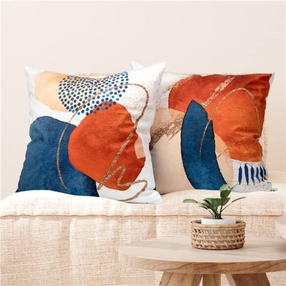 Throw Pillow Covers 18x18 Set of 4 Mid Century Modern Decorative Throw Pillows - Picture 2 of 7